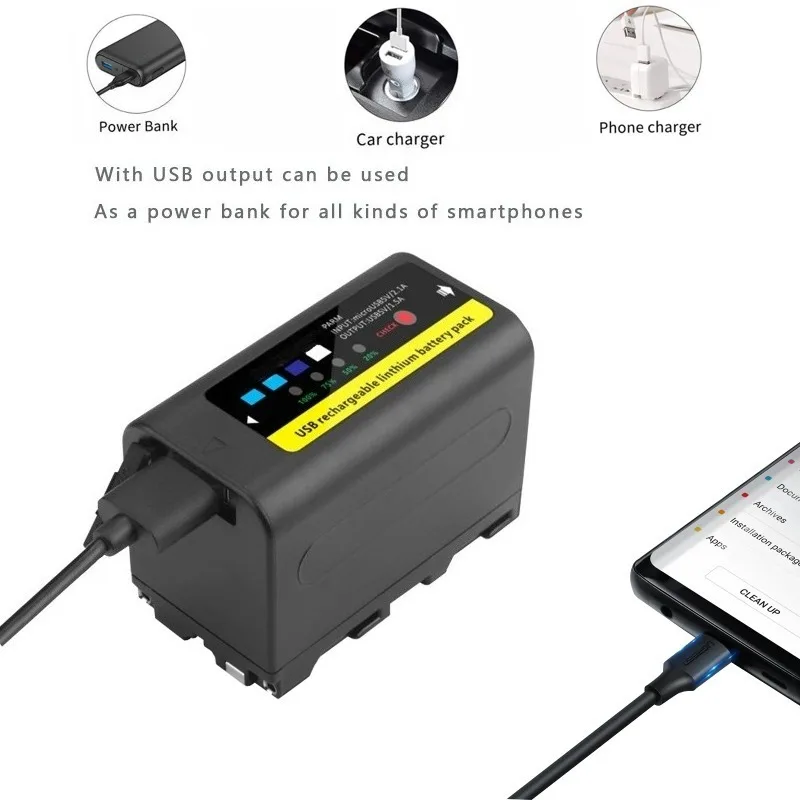 Replacement Battery 6800mAh 7.4V with LED Indicator For Sony NP-F550 F570 F730 F750 F770 F780 F970