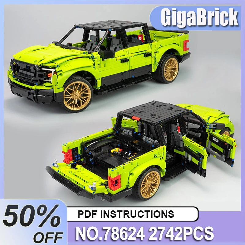 Schreibtisch-Dekoration, MOC 78624, technisches Pickup-Truck-Set, gefertigte Modellblöcke, Super-Fahrzeug-Steine, Montagespielzeug, Weihnachtsgeschenke für Kinder