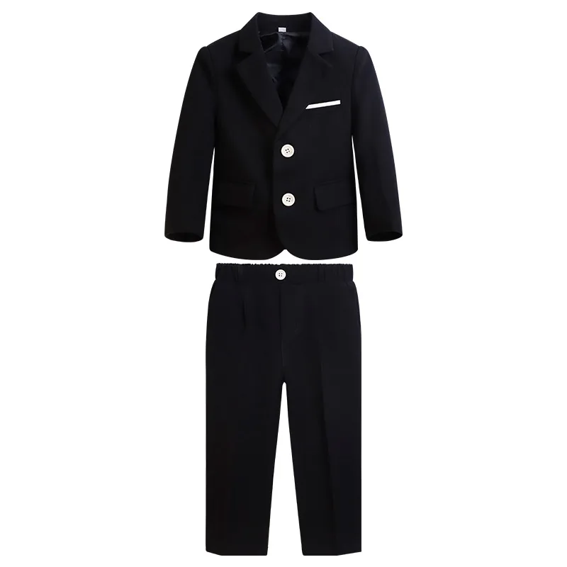Kids Elegant Blue Blazer Set Flower Boys Wedding Dress Children's Birthday Ceremony Performance Photography Costume