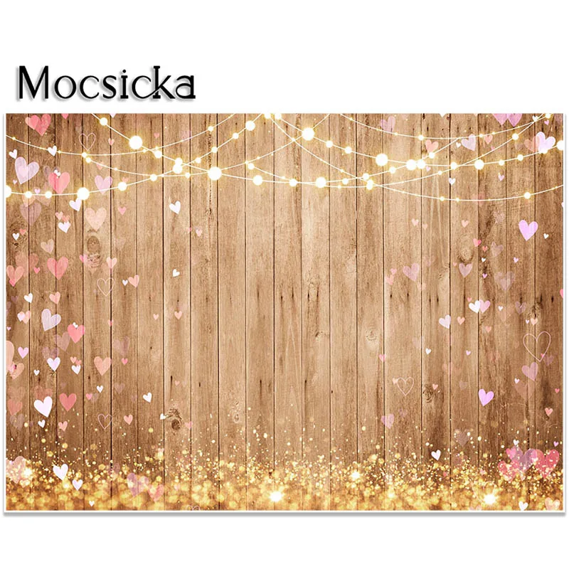 Mocsicka Bride Shower Photography Backdrop Weding Vintage Wood Wall Love Decoration Photo Background Portrait Photo Studio Props