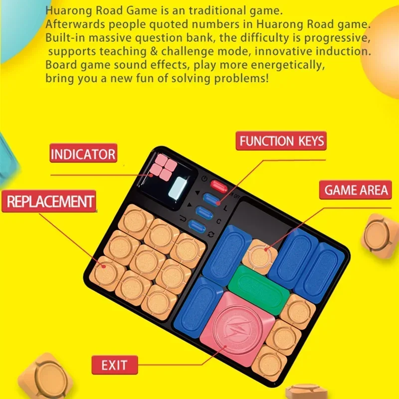 Slide Huarong Road Smart Sensor Game Levelled UP Challenges Brain Teaser Puzzles Interactive Fidget Toys Kids Educational Gifts