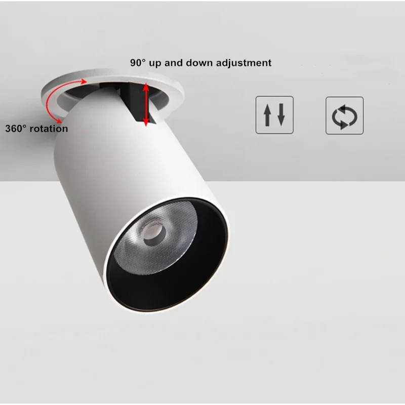 CRI 98 Embedded Folding Rotated LED Downlights 10W 15W 20W 24W Anti Glare COB Ceiling Lamp Spot Lights AC90-260V +Led Drive