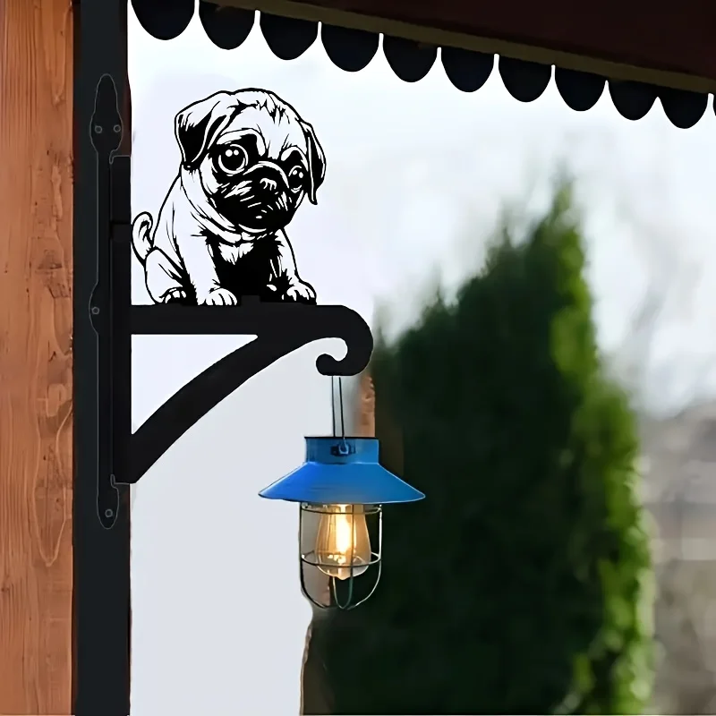 1PC 2D European Country Style Heavy Duty Iron Pet Dog Silhouette Wall Hanging Plant Hanger - Modern Outdoor Decor