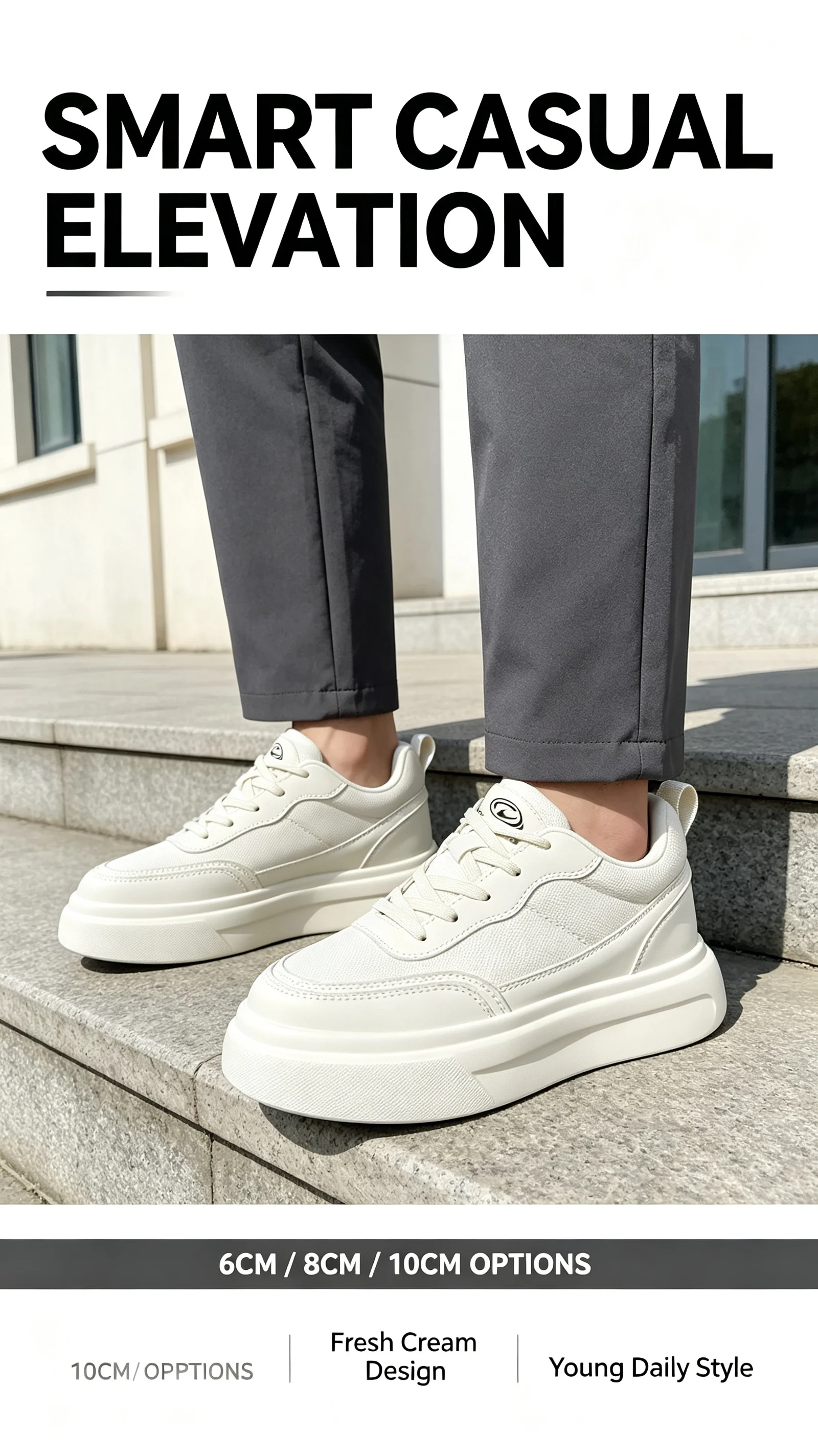 6-10CM Unsichtbare Höhenverlängerung Herren Plateau-Sneaker Schwarz Atmungsaktive Schnürschuhe Casual Höhenerhöhende Skate-Schuhe Alltagsschuhe zum Spazierengehen – Detail 1