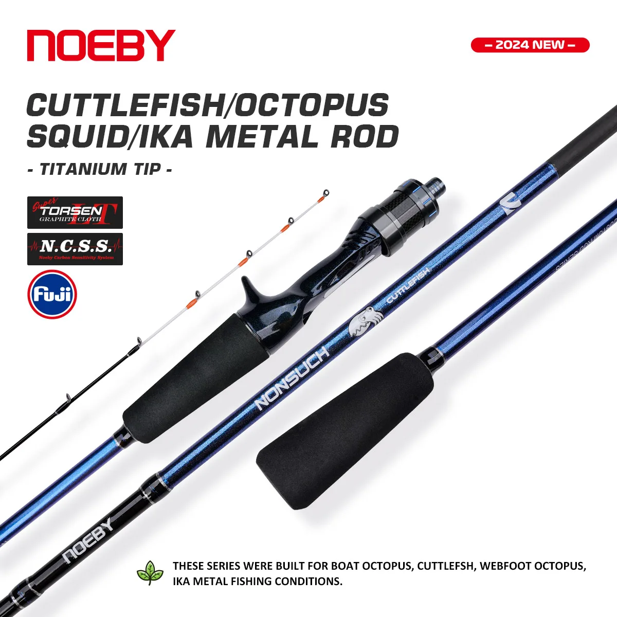 

Noeby Cuttlefish Octopus Fishing Rod 1.45m 1.55m 1.68m 1.7m Squid Eging Titanium Tip Full Solid Carbon Boat Fishing Rods