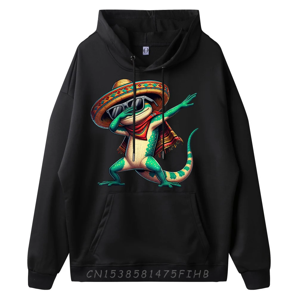 Hoodies Dabbing Lizard Sombrero Poncho Cinco Hoodies Summer Funky Design Long Sleeve O Neck Mens Hoodies Design