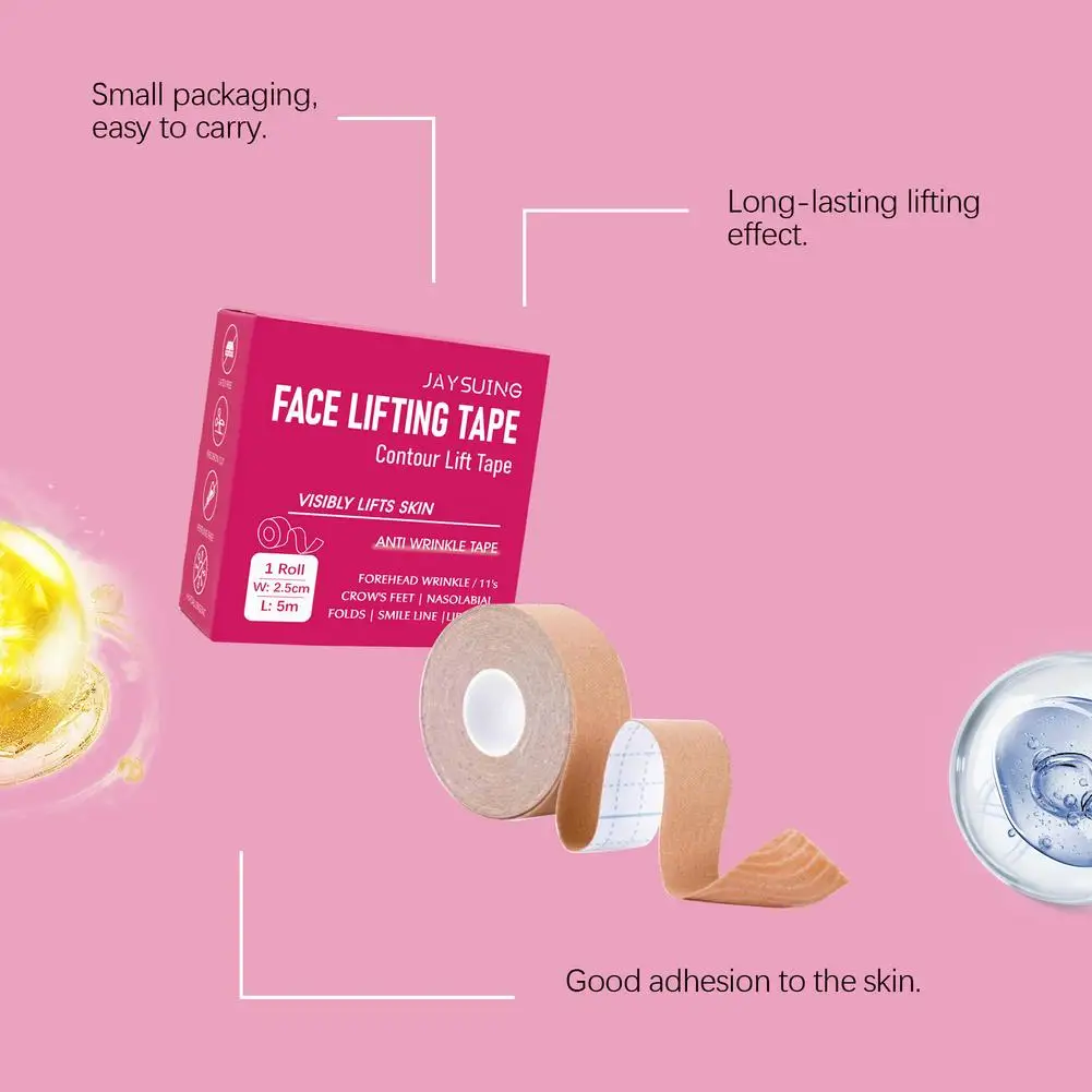 NUOVO 2.5cmX5m Nastro kinesiologico per viso V Line Collo Occhi Lifting Rughe Rimozione Nastro adesivo Strumento per la cura della pelle del viso Bende