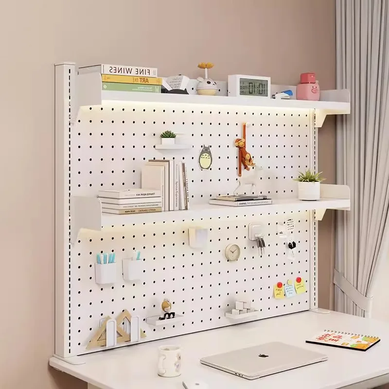 Clip-On Desk Shelf with Pegboard Adjustable Desktop Storage Rack and Bookshelf Organizer for Home Office Study 60/80/100cm