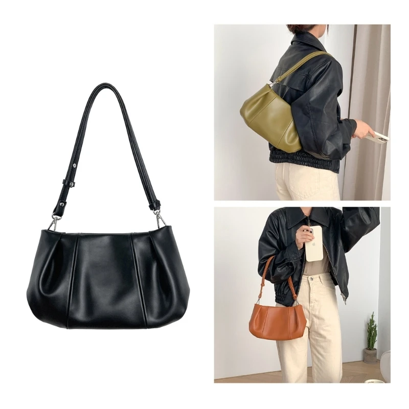 2023 NEW Pleated Armpit Bags Solid Color Shoulder Bags for Women Girl Trendy Bag Large Capacity Underarm Bag Fashion Bag