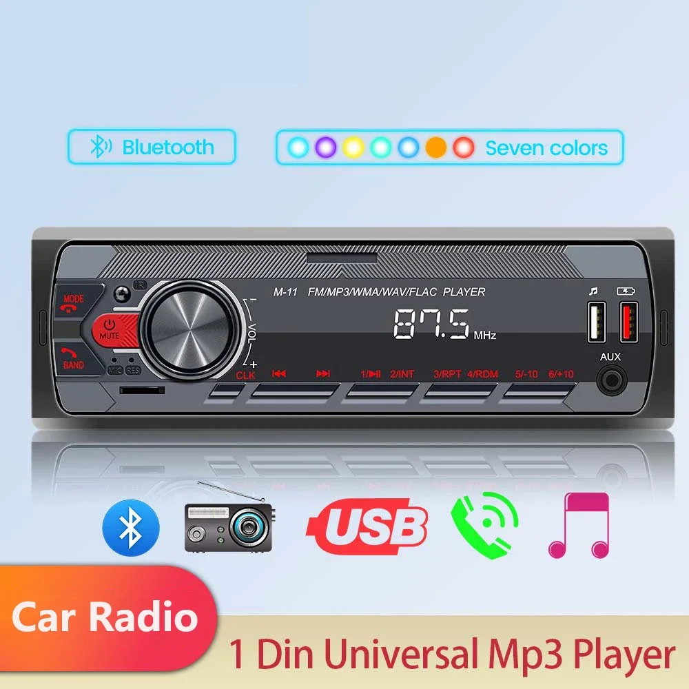 Universal Car Radio 1 Din Bluetooth Autoradio Stereo 12V MP3 Audio Player in Dash AUX/FM/USB/BT Support Find Car Voice Assistant