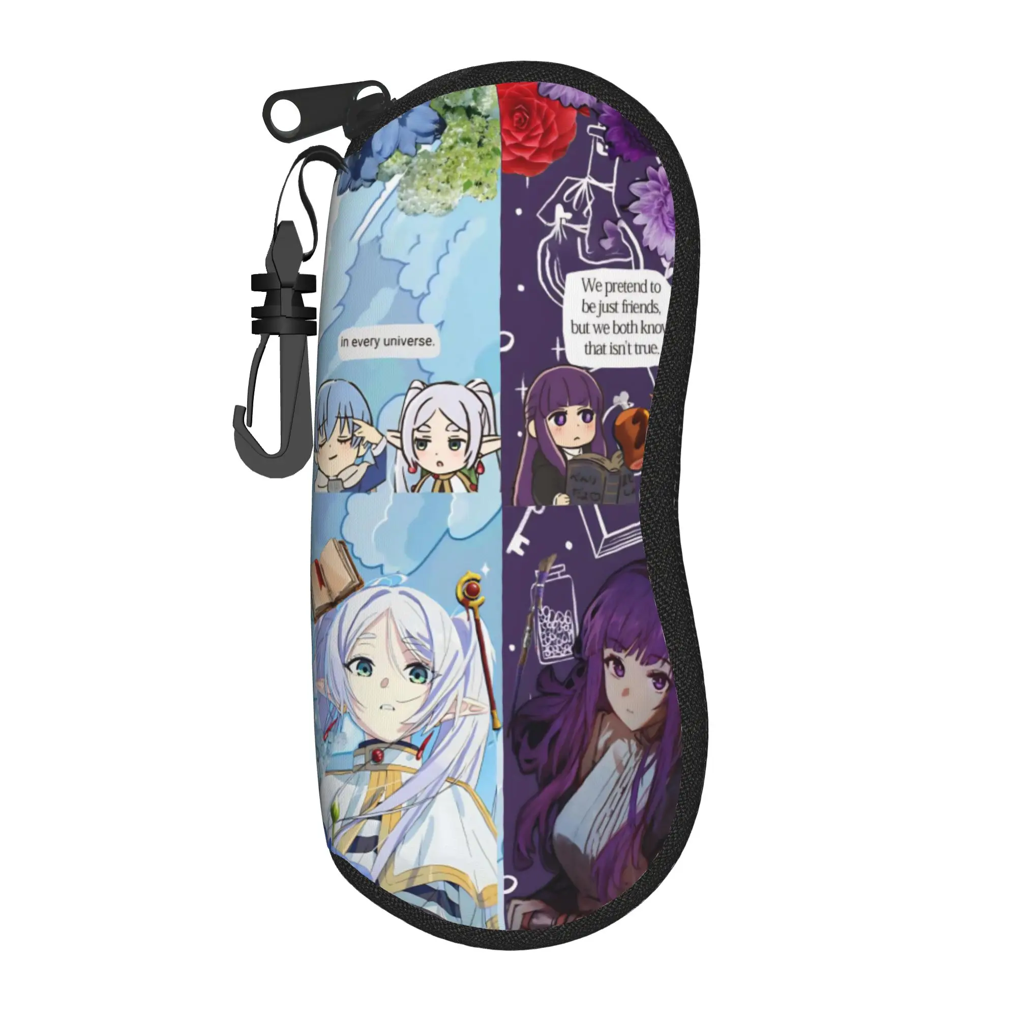 Frieren Anime Glasses Case Men Women Anti-Fall Box Fern Friend Sunglasses Storage Box Print Eye Contacts Case