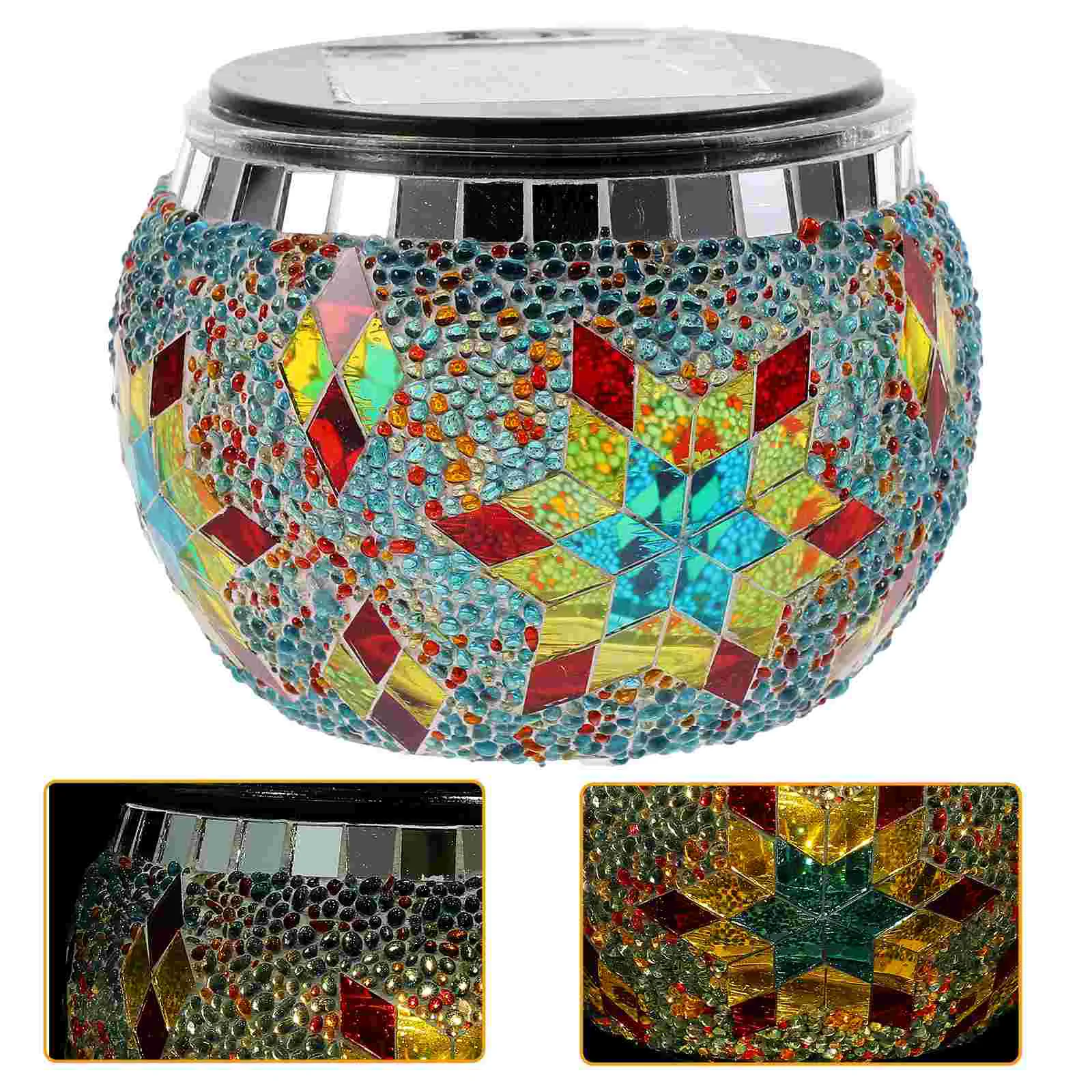 

Mosaic Light Glass Solar LED Lamp Lantern Decor Ball Waterproof Lawn Outdoor Powered Decorative Night