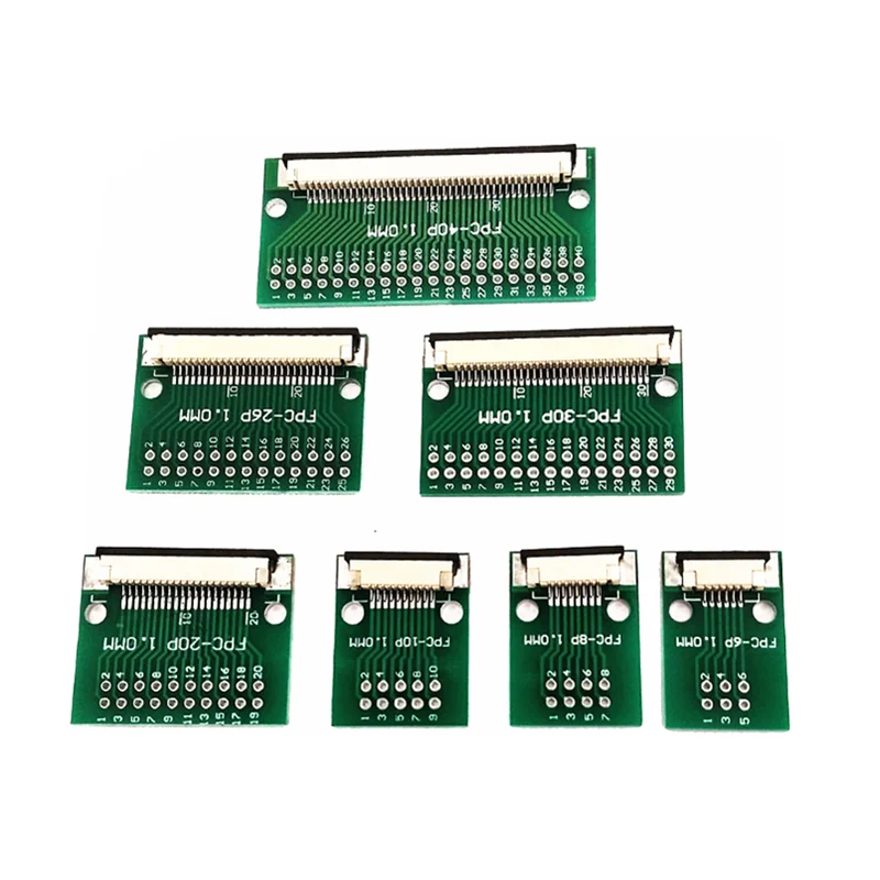 FPC adapter plate with welded/straight/bent pins 1.0MM pitch FPC-6P/8P/10P12P//20P/-24P/26P/30P/40P connectors