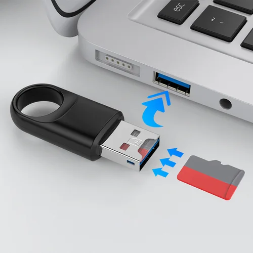 Imagen 2 del producto Adaptador de lector de tarjetas de memoria USB 3,0, alta velocidad, USB 3,0, para PC/portátil/teléfono inteligente/Grabadora de conducción