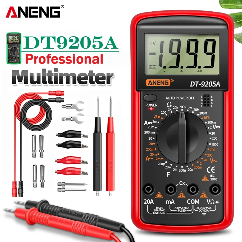 

ANENG DT9205A Digital Profesional Multimeter AC/DC Voltage Current Test Capacitance NCV Resistance Ohm Electrical Test Meter Too