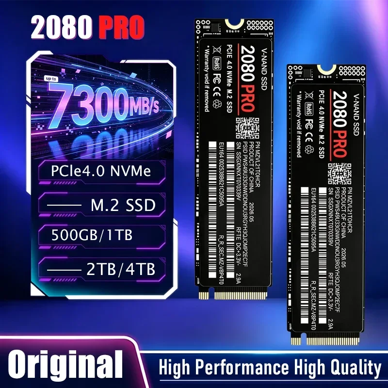 2080 PRO M.2 2280 NVMe SSD PCIe Gen4.0 X4 7300MBs TLC 3D NAND 500GB to 4TB internal gaming drive for PS5 PC low power