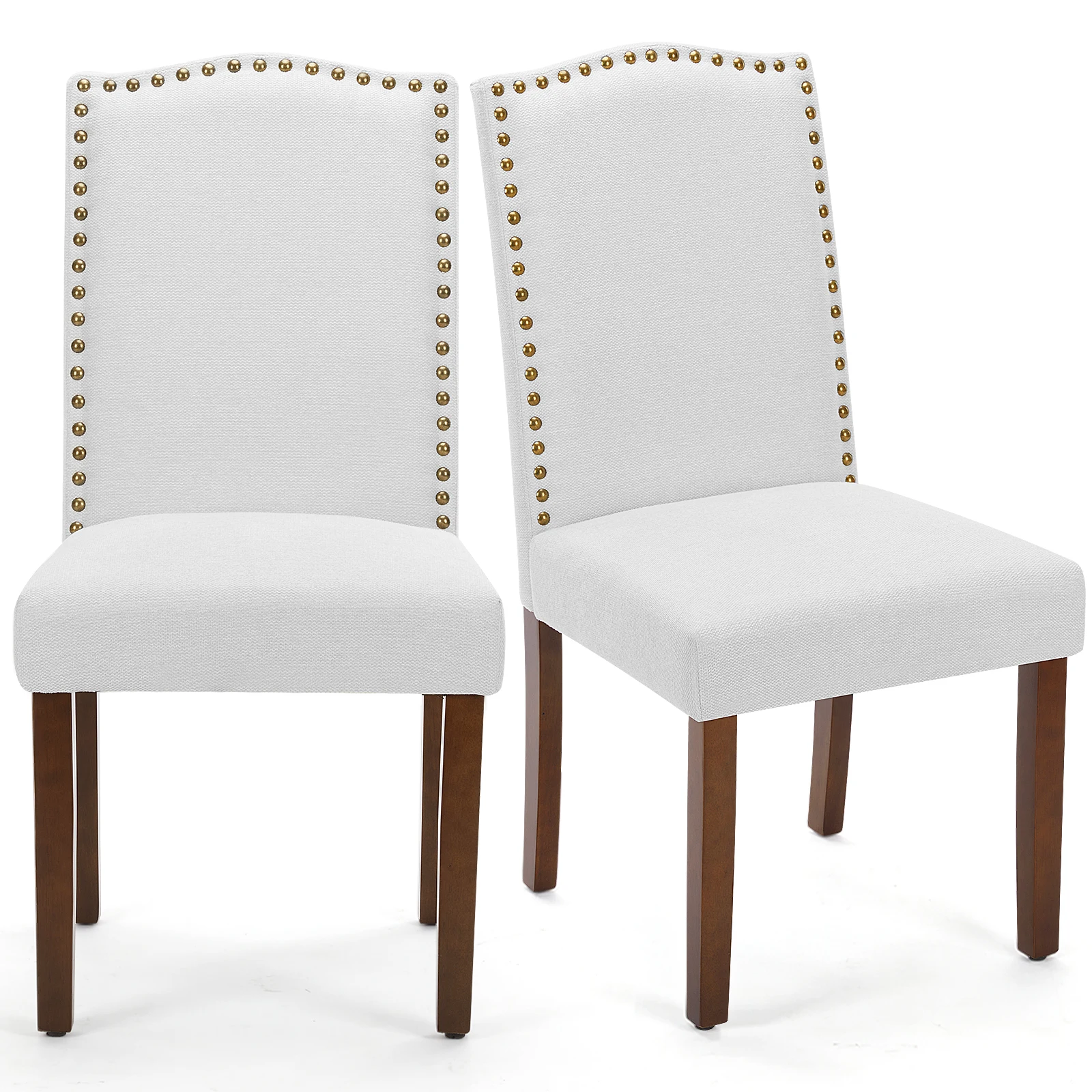 Pop Dining Chairs Padded Backrest Set Of 2 Thickened Sponge Cushion Upholstered Fabric Kitchen Chairs With Nailhead Trim Home