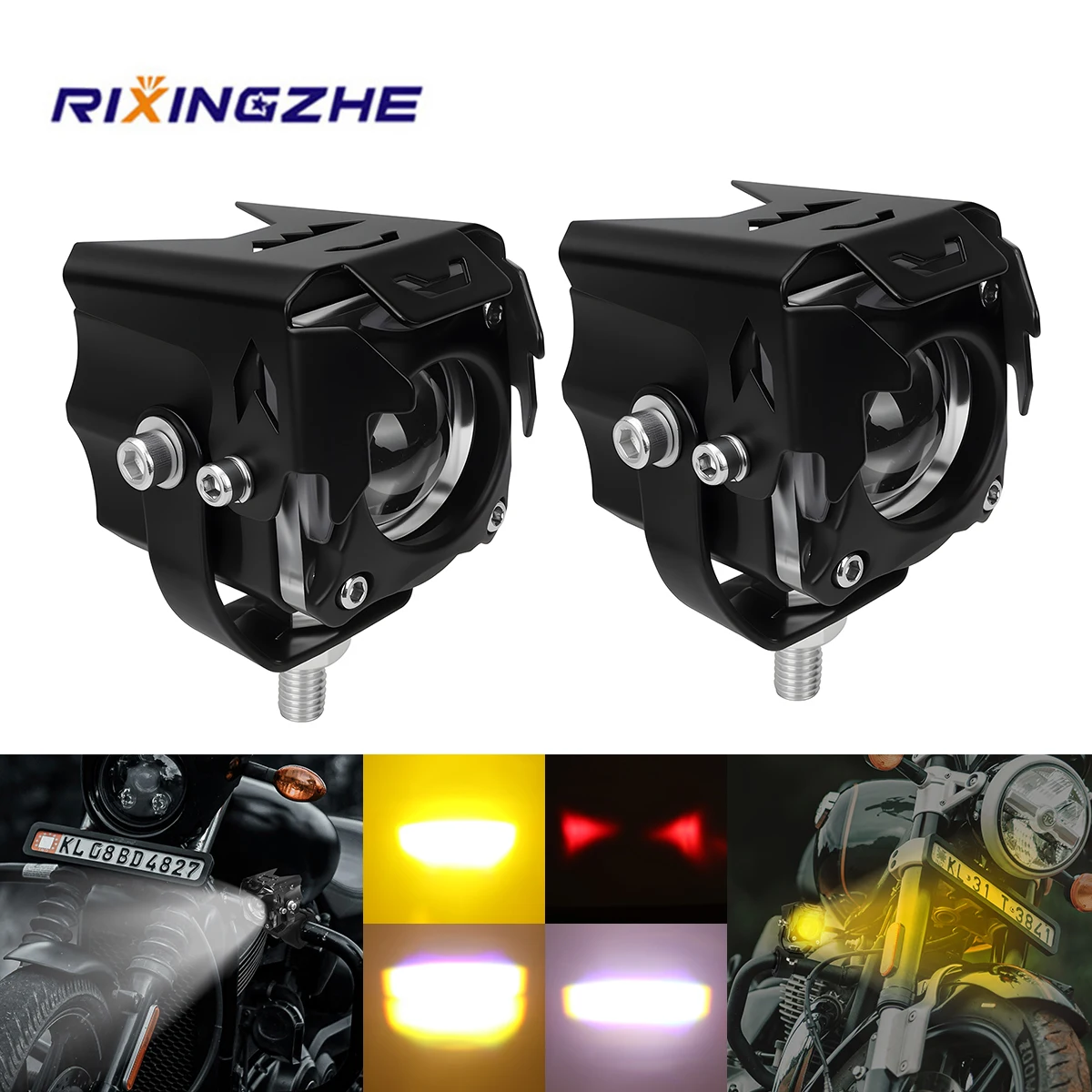 

1/2PCS Motorcycle LED Spotlight 12V Headlight Hi/Lo Beam Lamp Adjusted DRL Auxiliary Driving Running Light Flash Lamp 3570 Chip
