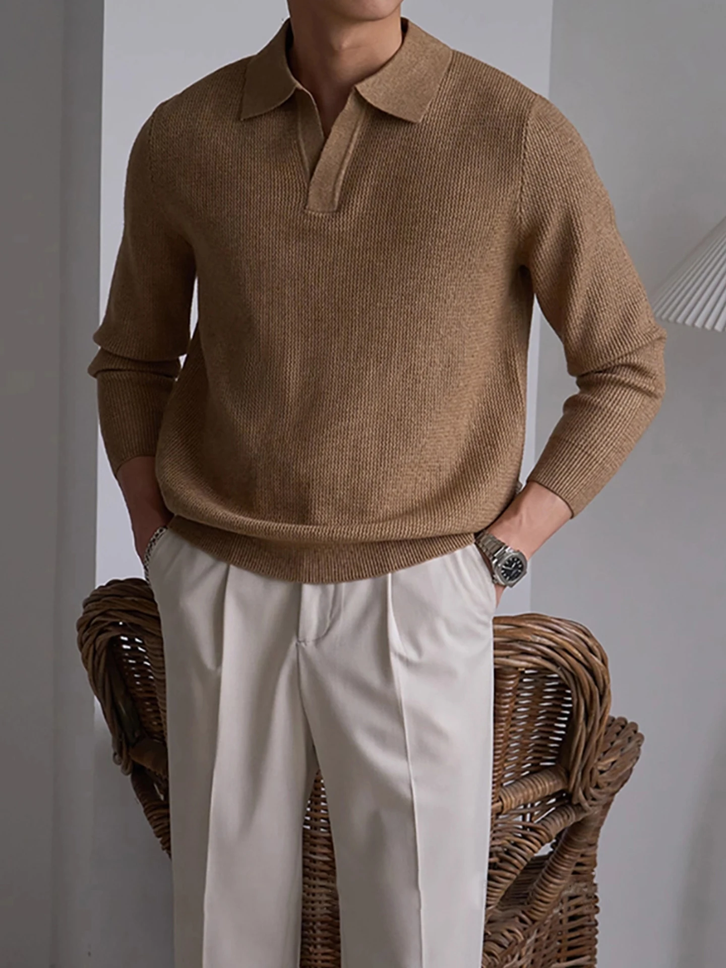 

Мужской теплый свитер-кардиган American Style с V-образным вырезом, толстовка с длинным рукавом, осенне-зимняя модная одежда из полиэстера