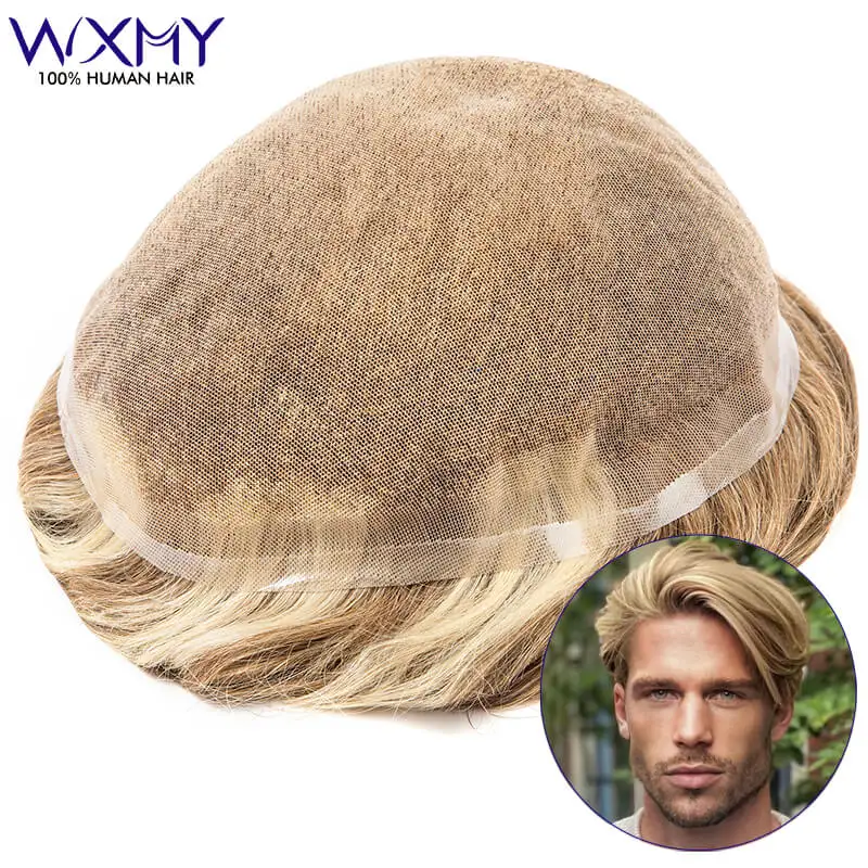 Full Lace Male Hair Prosthesis 4/27/613 Breathable Toupee For Men Wig Unit 100% Natural Human Hair Men's Wigs Replacement System