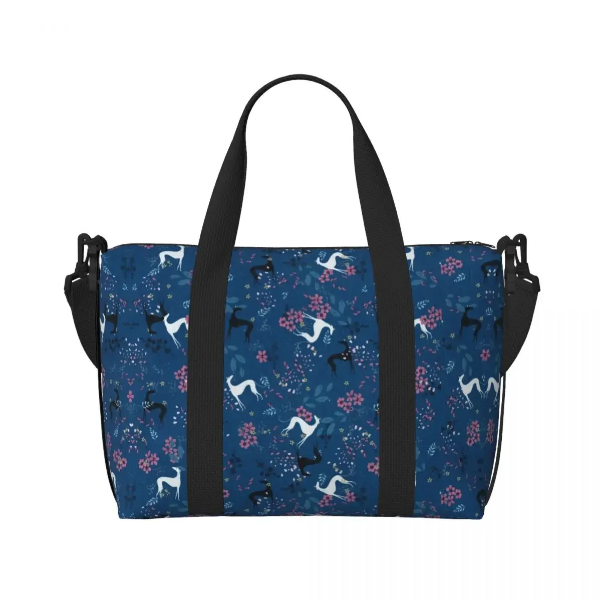 مخصص كبير البصر السلوقي زهرة الحب في الأزرق حمل حقيبة المرأة الوبت الكلب الكتف المتسوق شاطئ حقيبة السفر الصالة الرياضية