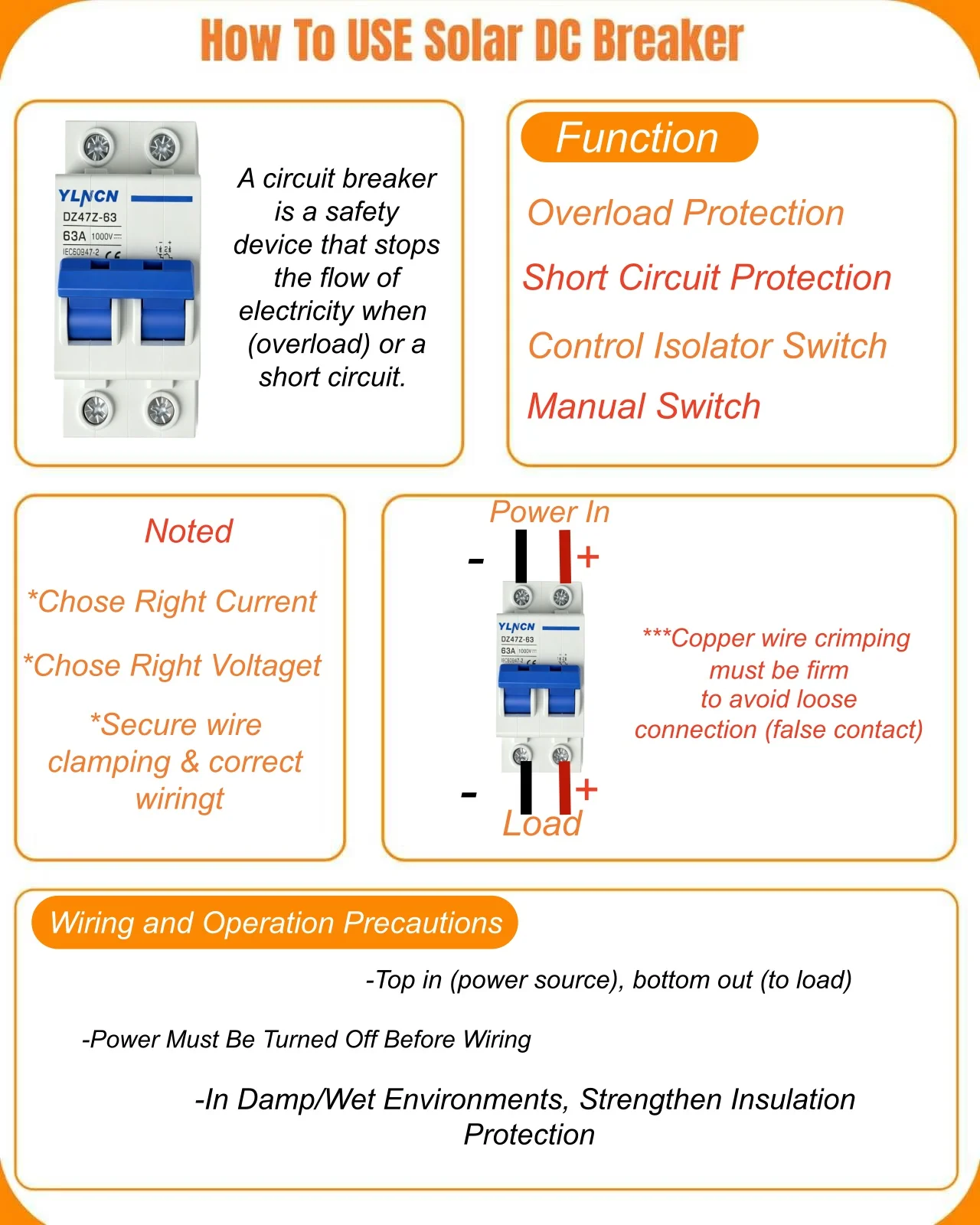DC Mini Circuit Breaker 2P 1000VDC 25A 32A 63A With IP65 2WAY BOX For Solar Panel Inverter DC MCB Solar Switch Thermal Breaker