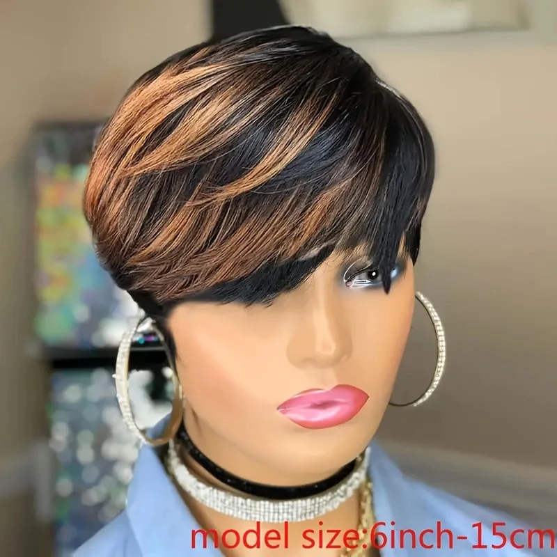 Fashionable and capable temperament, short broken hair, women's wig, synthetic hair, full head cover for wearing