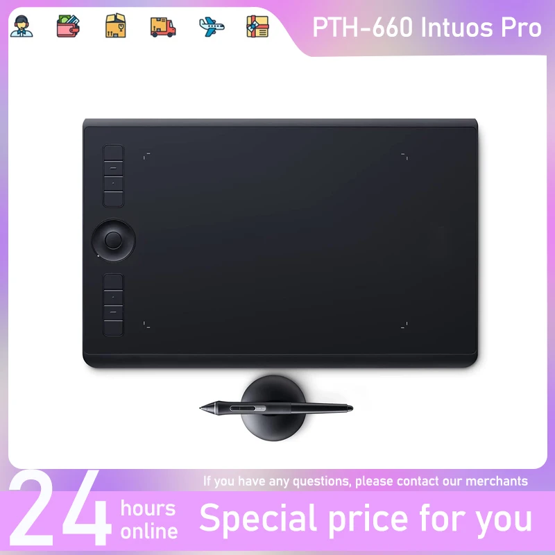 Wacom Intuos Pro PTH-660 Digital Graphic Drawing Tablet for Mac or PC 8192 Pressure Level