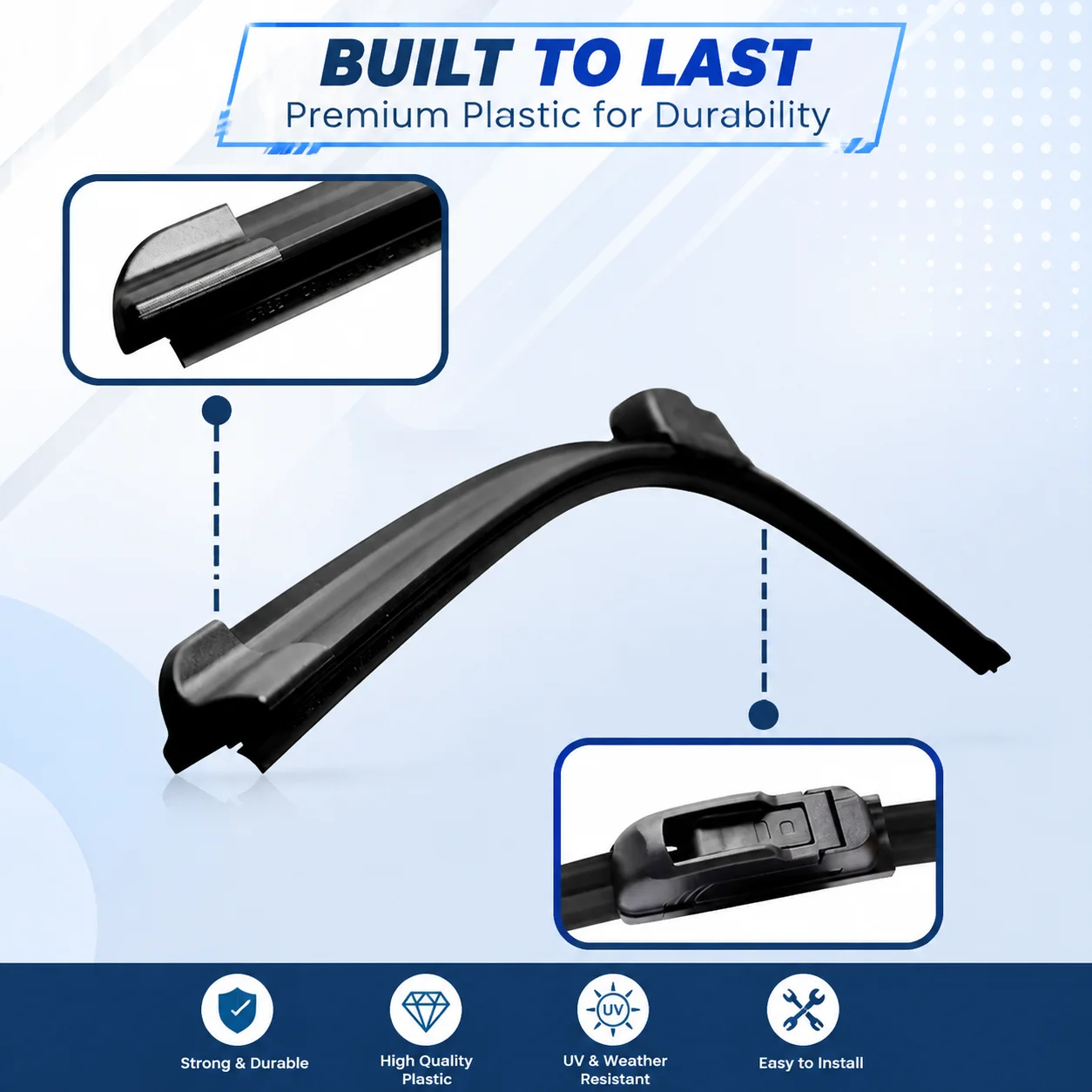 1PC Universal U/J Hook Boneless Wiper Blade, Car Windshield Wiper, Quiet Durable Replacement Wipers, Multiple Sizes Available