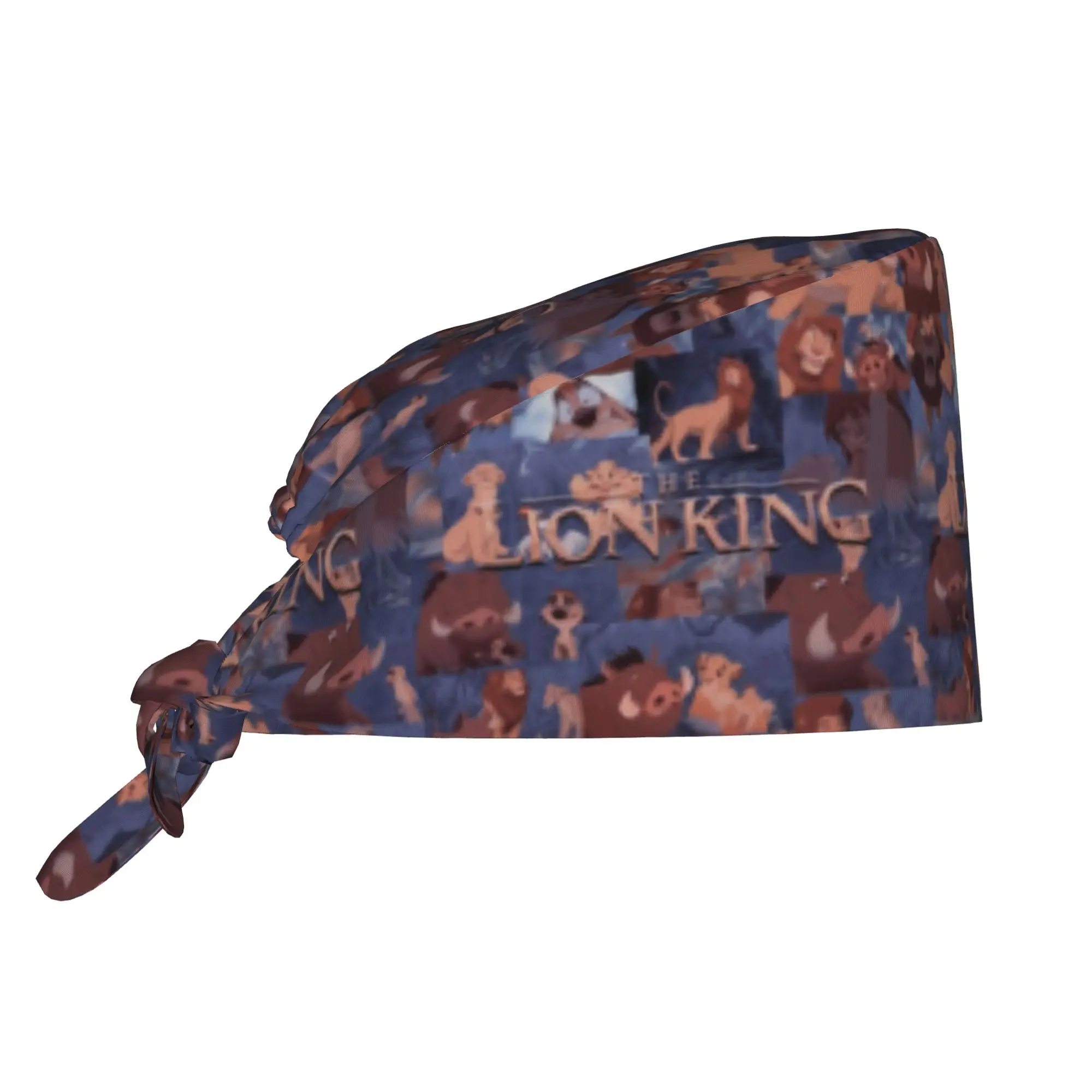 Custom Liones Anime Kinges Scrubs Cap Surgical Hats Women Men Pumbaa Simba Cartoon Operating Room Cap Nursing Cap Lab Works Hat