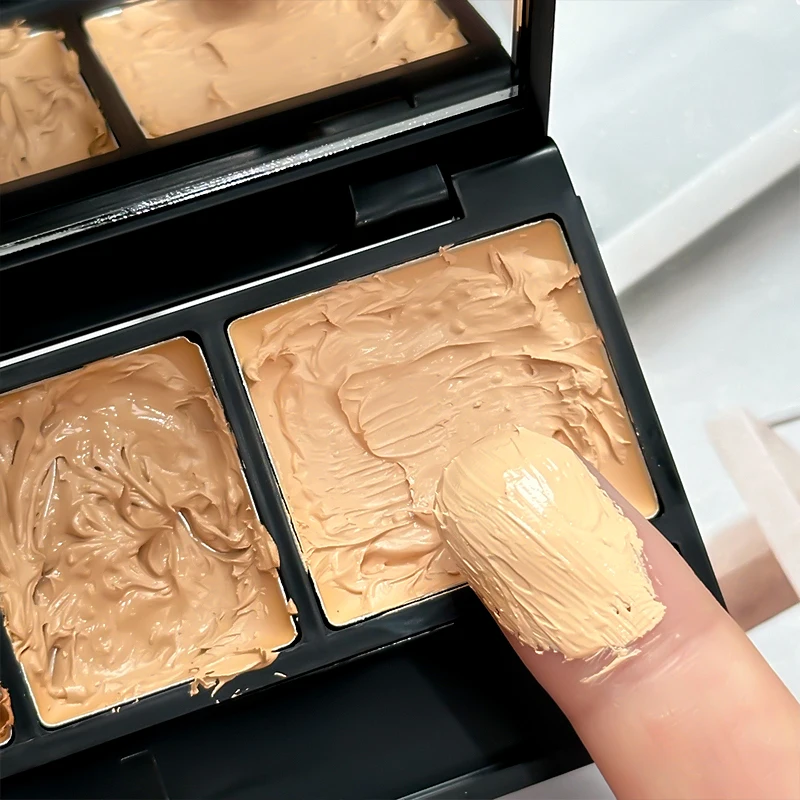 6 色補正コンシーラーパレット、ブラシ付き、フルカバレッジクリーム輪郭メイクアップ、長持ちするタトゥーコンシーラーファンデーション