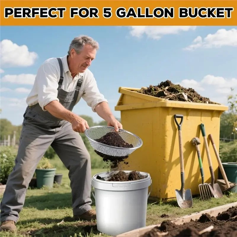 ABZL Garden For Compost, Sieve-Soil Sifter 3Pcs 3 Aperture Sizes-Dirt, Rocks,Gravel-Fits 5 Gallon Bucket Screen