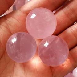 Natural Pink Rose Quartz Crystal Sphere Ball Reiki Healing Stone Decor