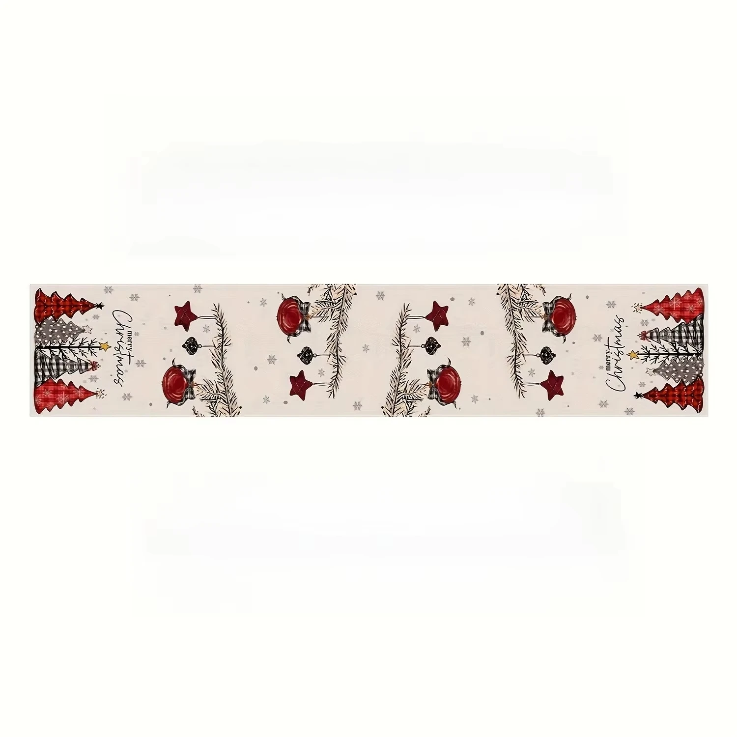 Merry Christmas Tree Snowflakes Linen Table Runner Winter Xmas Kitchen Dining Table Decor Holiday Celebration