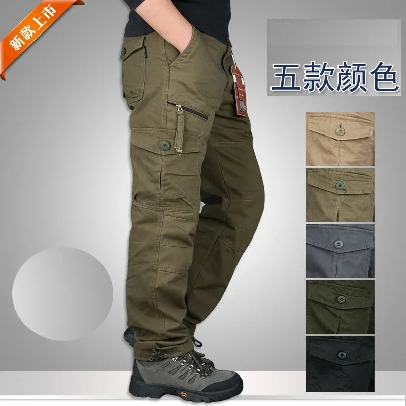 Cotton Men's Cargo Pants Spring Autumn Casual Multi Pockets Long Trousers for Men Straight Slacks Military Tactical Pants Y2k