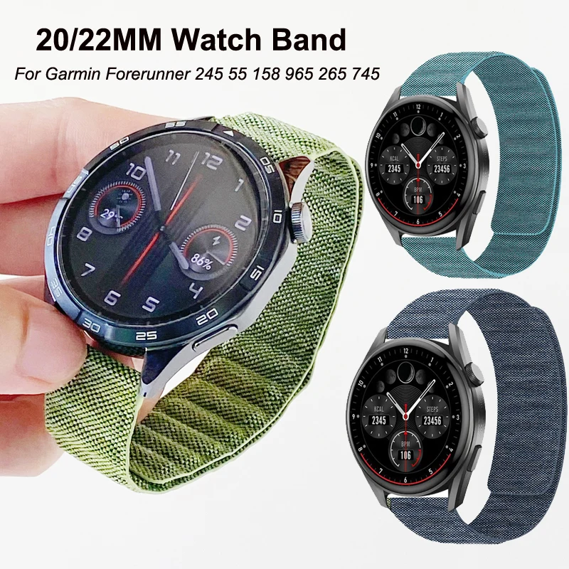 20mm 22mm Band Strap For Garmin Vivoactive 4 VENU2 Magnetic Wristband For Garmin Forerunner 55 158 245 645 745 965 265 255 Music