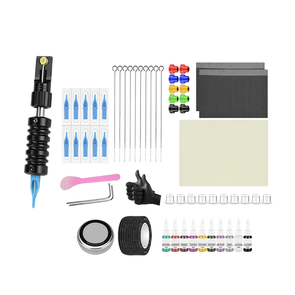 

1Set Tattooing Tool Set High-Grade Metal Construction Lightweight Travel-Friendly Non-Slip Base Tattoos Beginner Kit