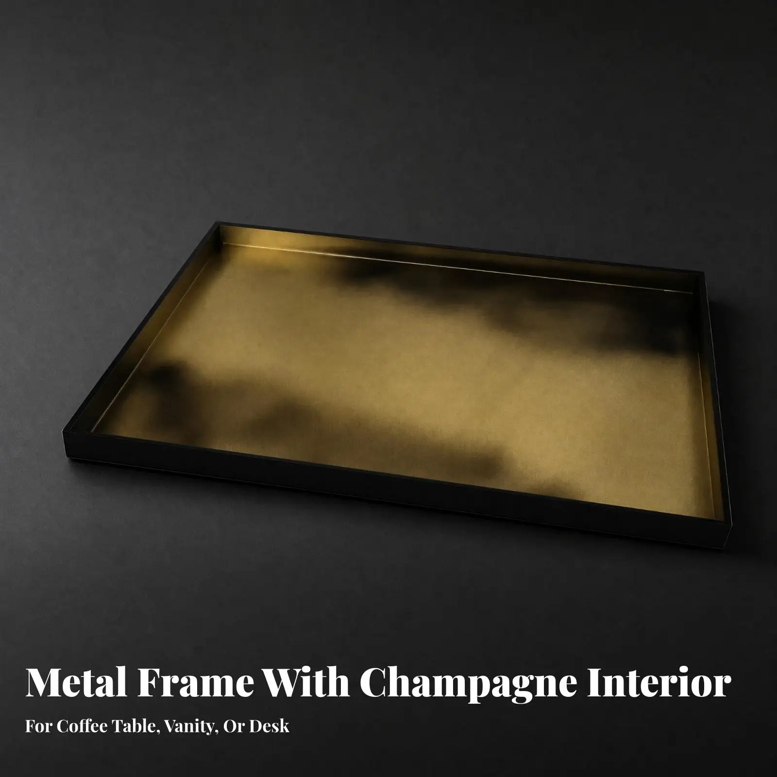 Decorative Serving Tray with Raised Rim Elegant Rectangular Gilded Tray Stylish for Coffee Table, Vanity, Entryway
