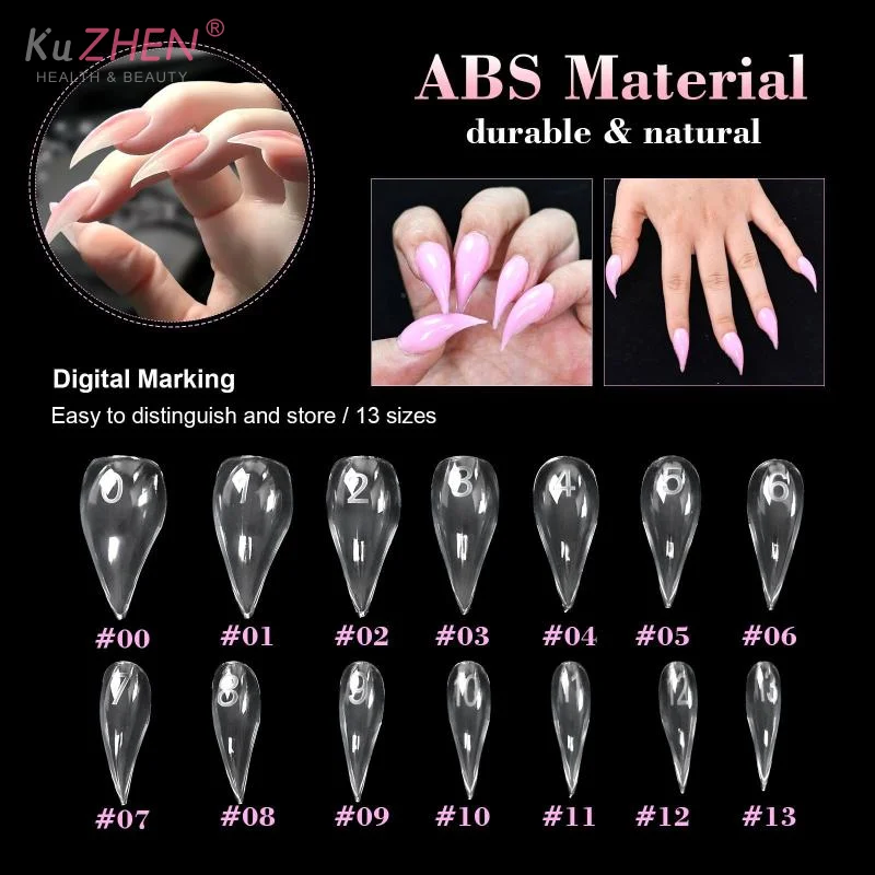 140 ชิ้น/กล่องสั้นโค้ง Stiletto เล็บแบบ Dual สําหรับเล็บ 3D Cat's Claw ประติมากรรมเล็บอะคริลิคเต็มรูปแบบแม่พิมพ์