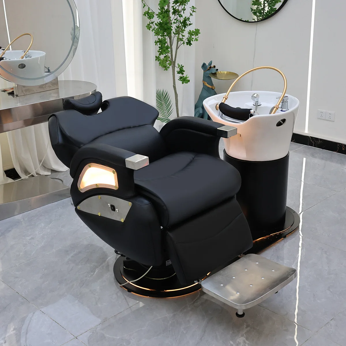 Simple High-end Electric Lift And Put In One Bed Hair Salon Scalp Care Seat