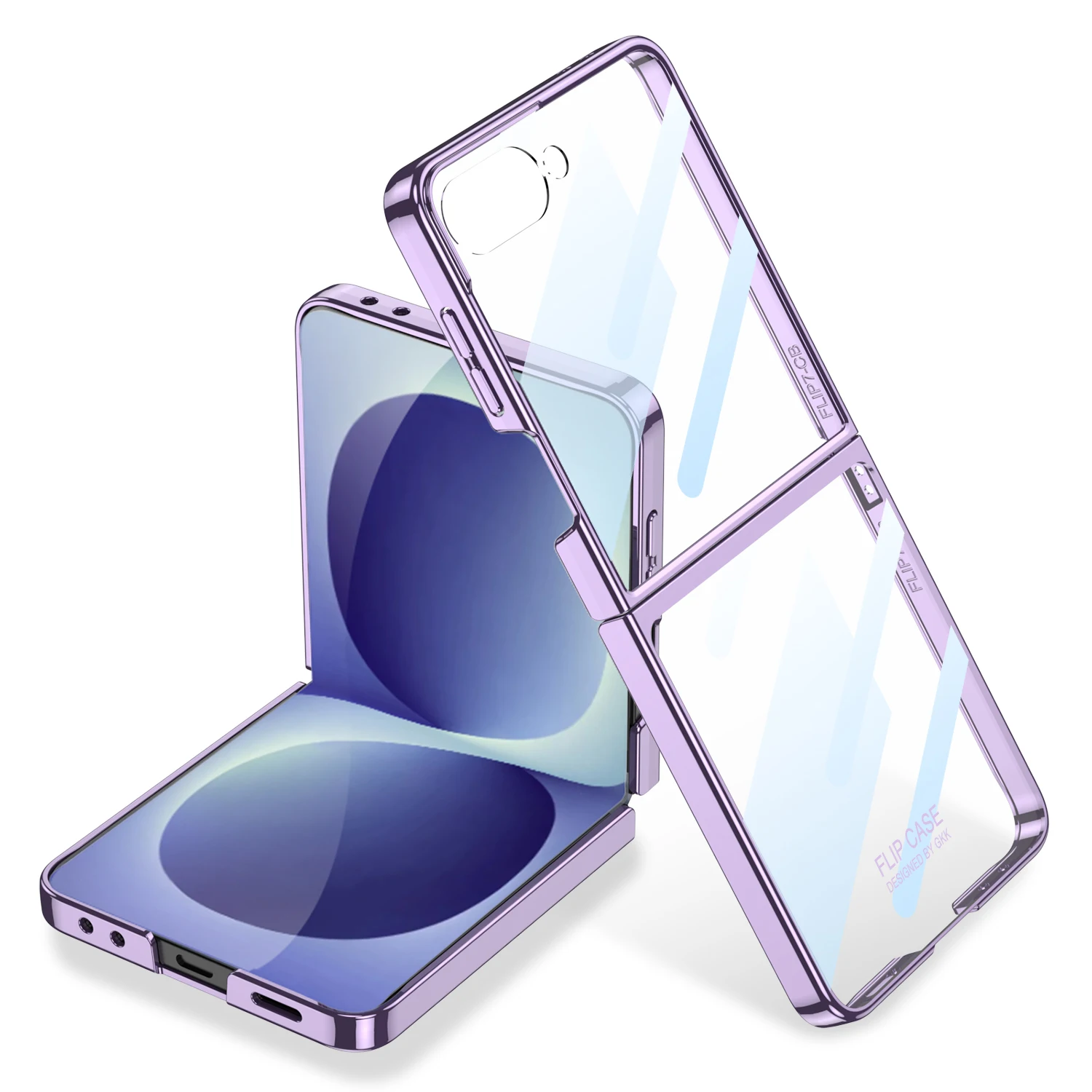 Electroplated Transparent Phone Case for Samsung Galaxy Z Flip 8 7 6 Flip8 Flip7 with Screen Protector Film Protective Cover