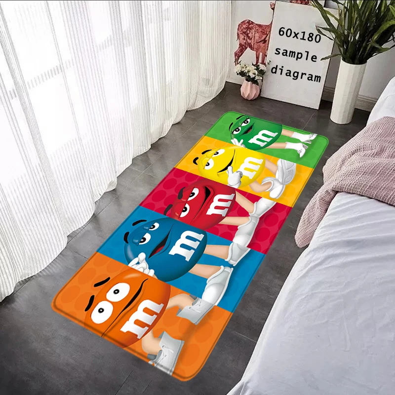 Children Room Rug Foot Carpet M&M Candy Snack Entrance Doormat Kawaii Rug Floor Mat Carpet Anti Slip  Home Kitchen Hallway Decor