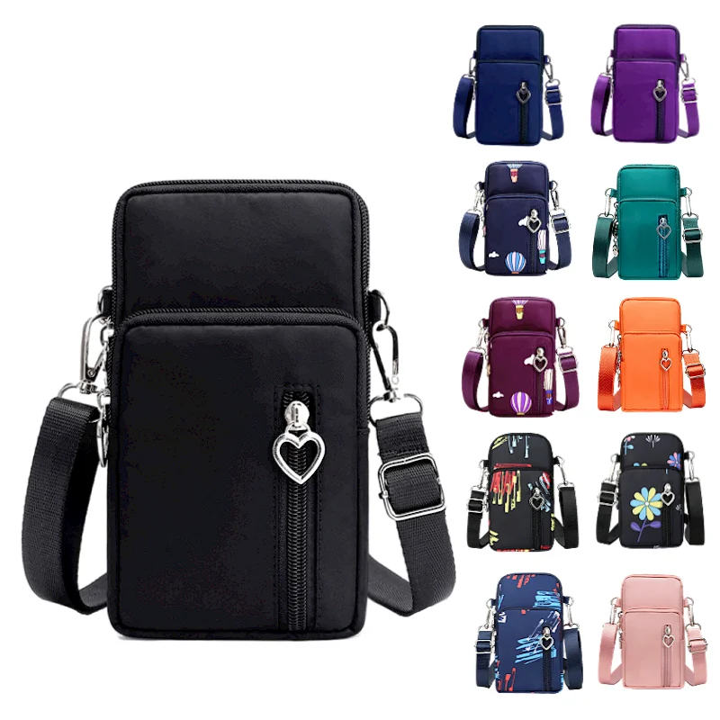 Dames Schoudertas Nylon Waterdichte Mini Pocket Portemonnee Effen Kleur Pols Tas Rits Flip Kleine Tas