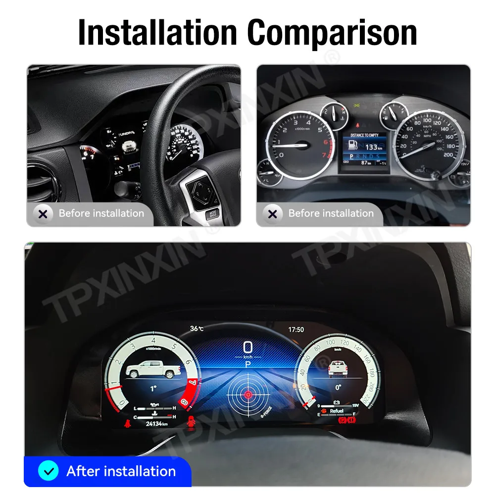 With CarPlay Android Auto camera For Toyota Tundra 2015~2019 Digital LCD Virtual Cluster Cockpit Dashboard Panel Speed Meters