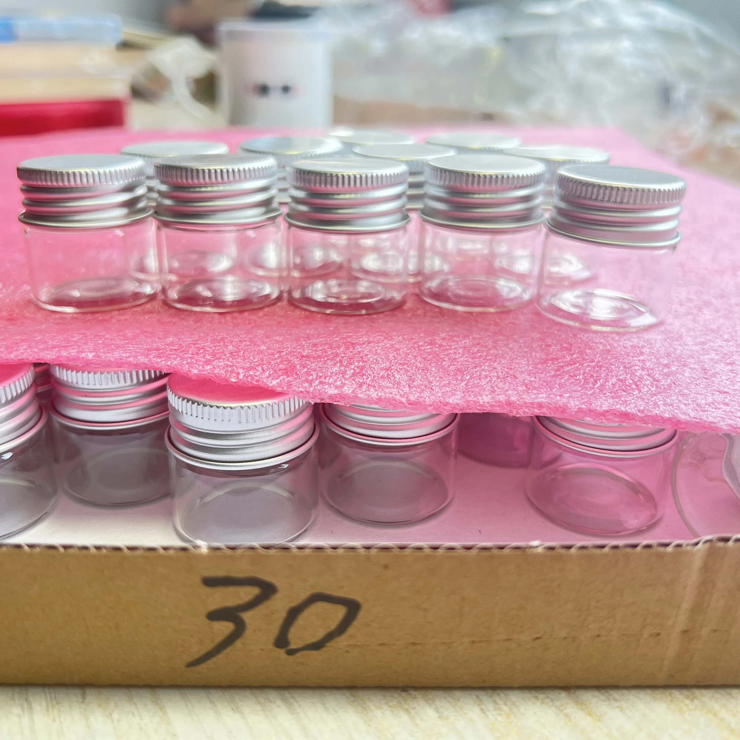 30/72/100 pcs 10ml Leakproof Glass Bottles 21×30×30mm 10ml Mini Glass Jars Silver Screw Cap Decor Containers DIY Craft Vials