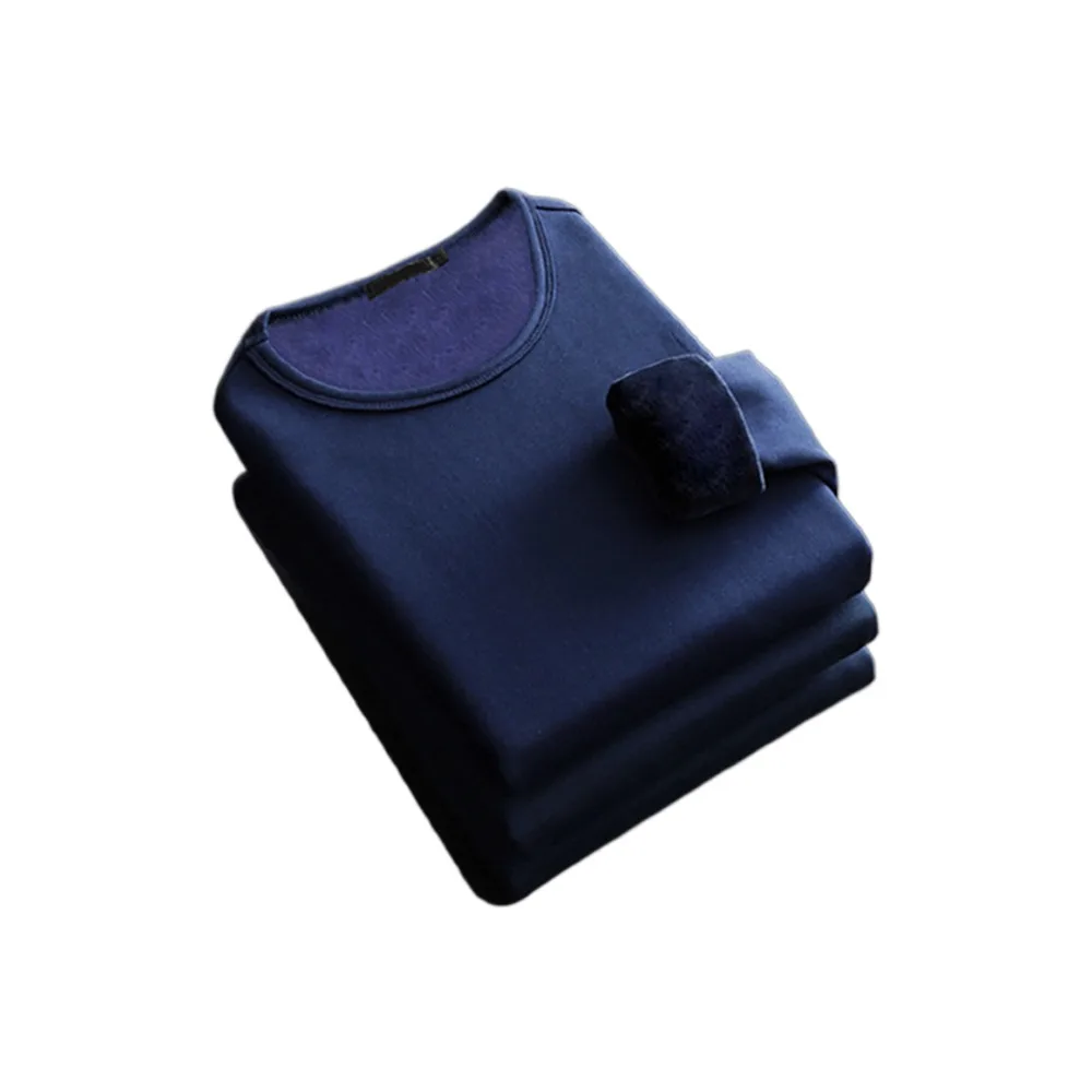 

Polyester Men's Thermal Underwear Cold Weather Thermal Clothes Warm Long Sleeve Shirt Base Layer Plus Velvet Shirt