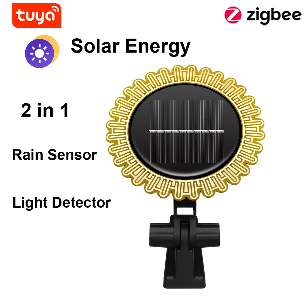 Tuya Smart Zigbee Sunlight Rain Sensor Solar Charging Real-time Rainwater Detector Smart Life App Controlled for House Outdoor