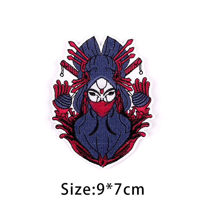 Punk Demon Embroidered Iron on Patches for Clothing Diy Transfer Fashion Skull Emblem on Clothes Jacket Sew Badges Decoration