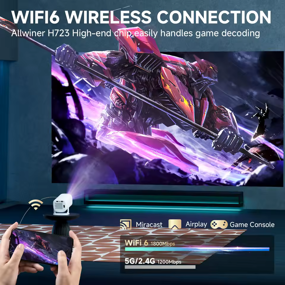 [P30 PRO 프로젝터로 빔을 쏘고 있는 장면]