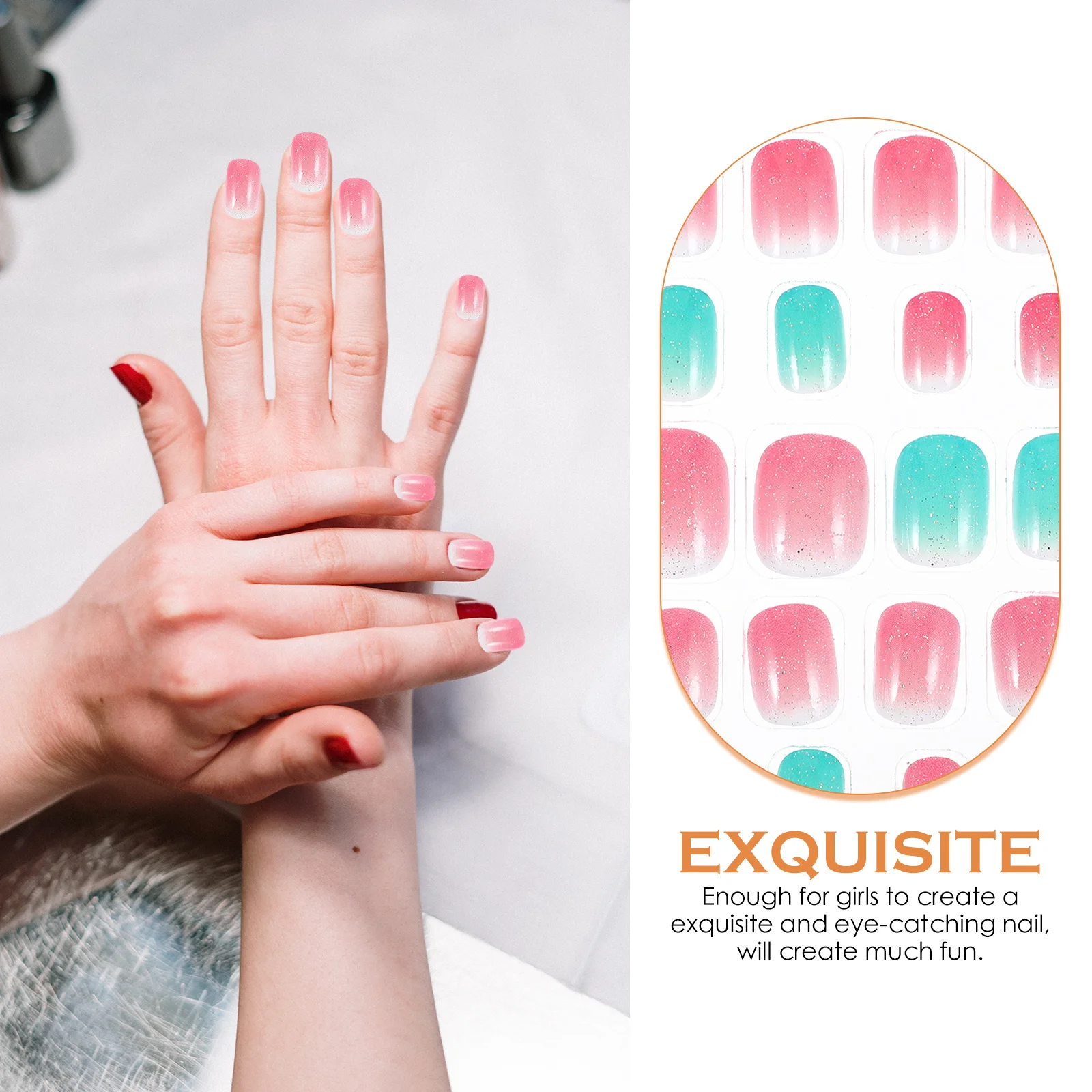 5 scatole di decalcomanie per unghie finte per forniture per manicure fai da te adesivi per unghie finte unghie corte a copertura totale